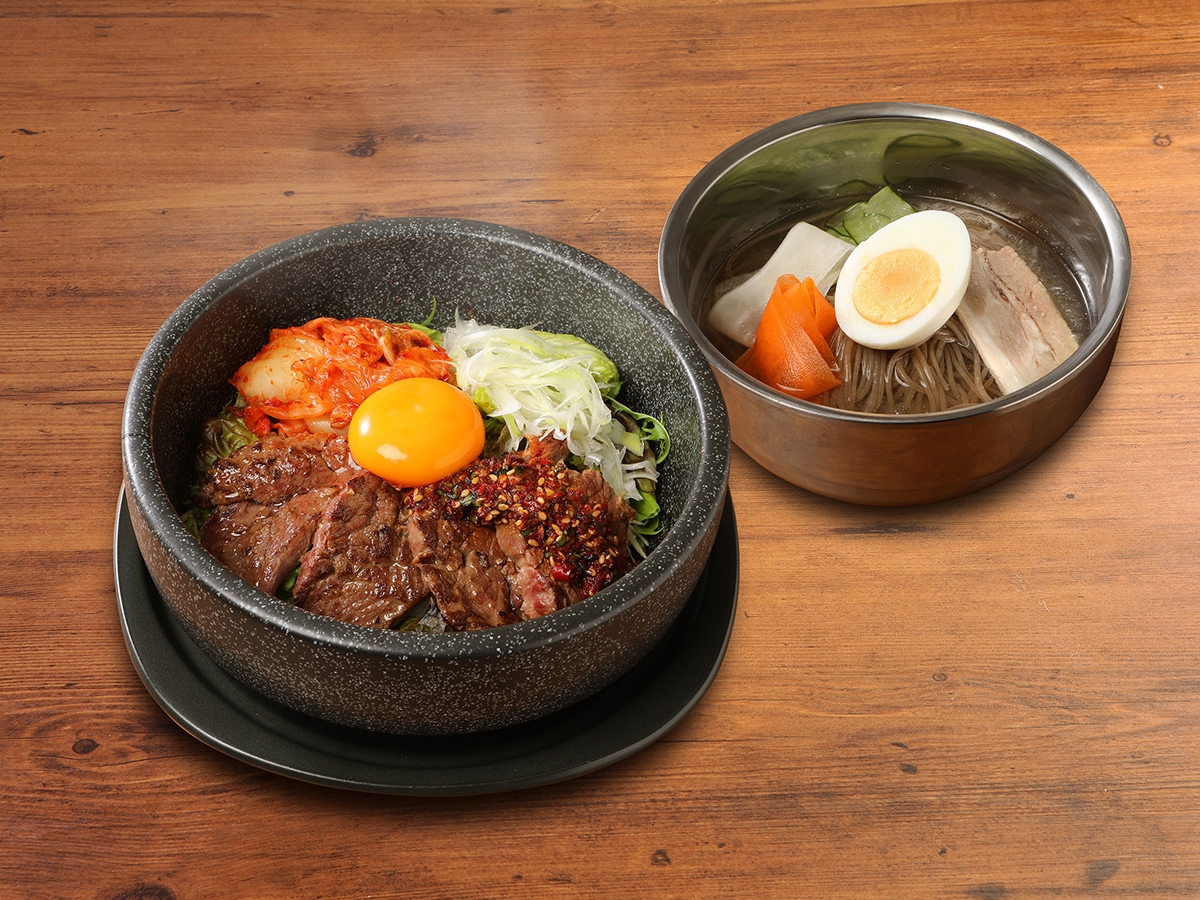 牛カルビ焼肉石焼ピビンバとミニフローズン冷麺セット